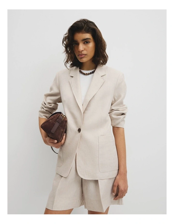 Linen Relaxed Blazer in Bisque image 1