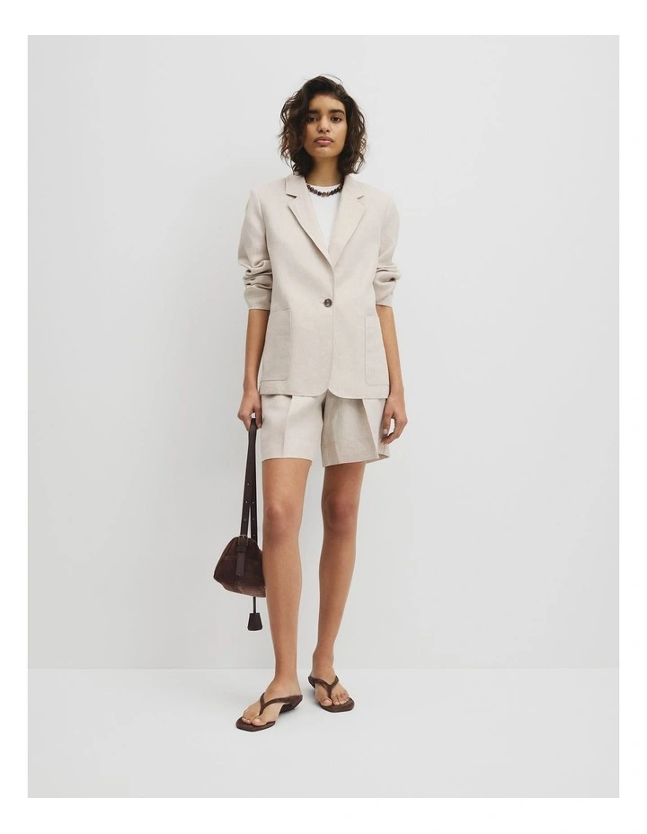 Linen Relaxed Blazer in Bisque image 4
