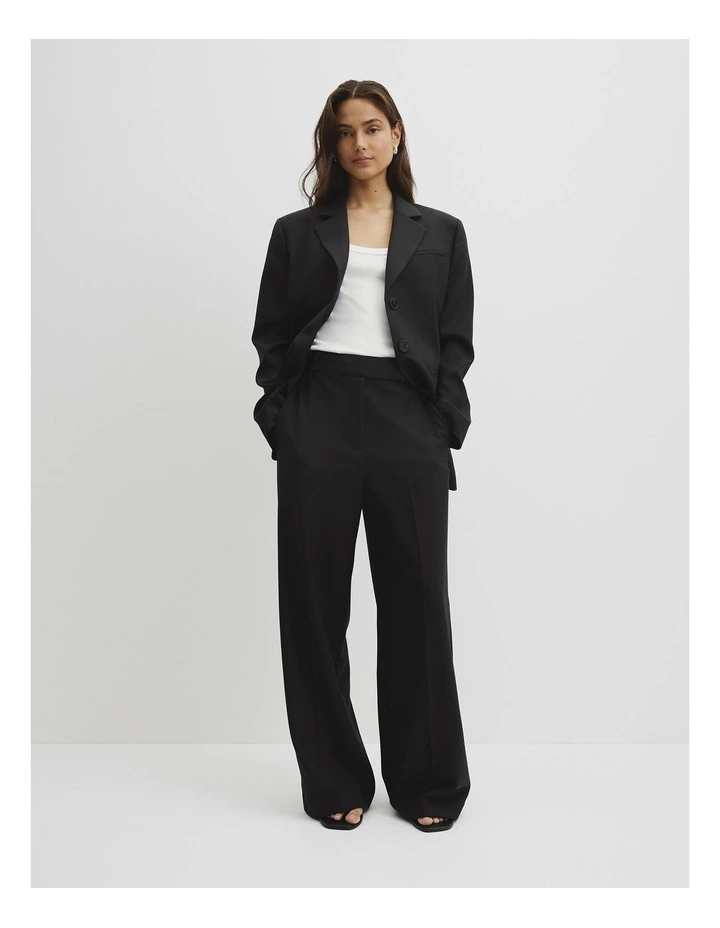 Wool Blend Tailored Blazer in Black image 4