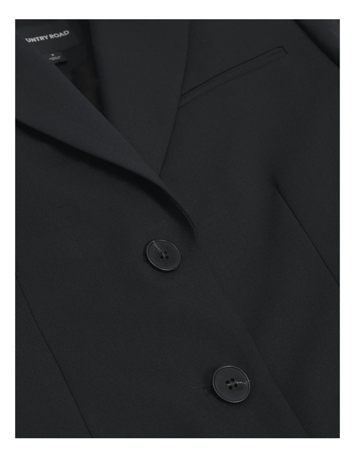 Wool Blend Tailored Blazer in Black image 6