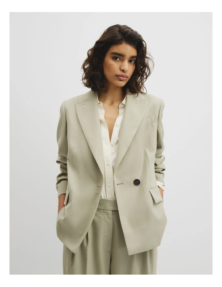 Wool Blend Wrap Blazer in Pistachio image 1