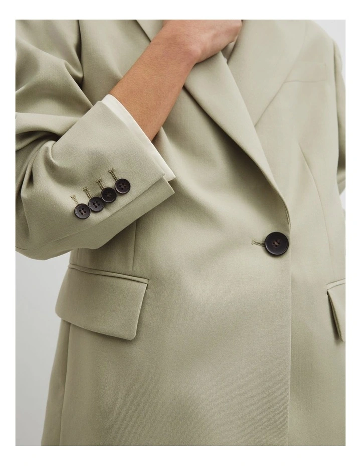 Wool Blend Wrap Blazer in Pistachio image 3