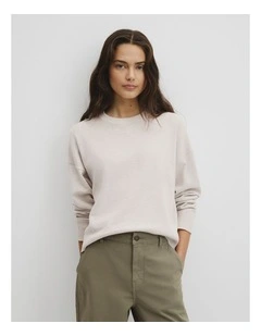 Cotton Linen Crew Neck Knit in Tahini