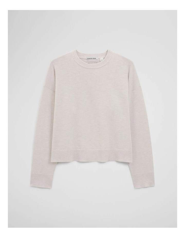 Cotton Linen Crew Neck Knit in Tahini image 2