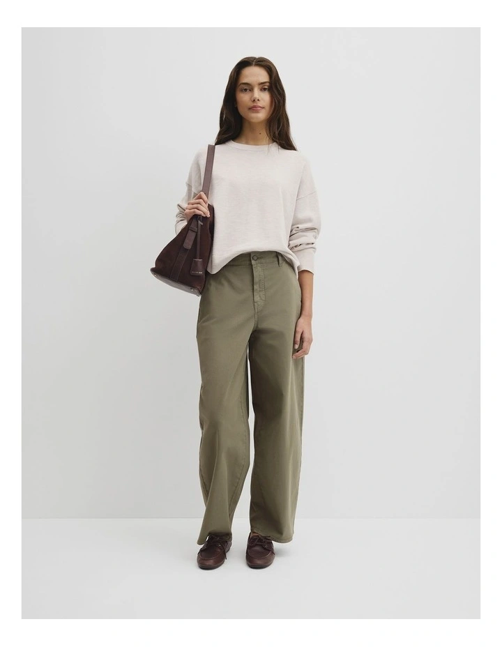 Cotton Linen Crew Neck Knit in Tahini image 4