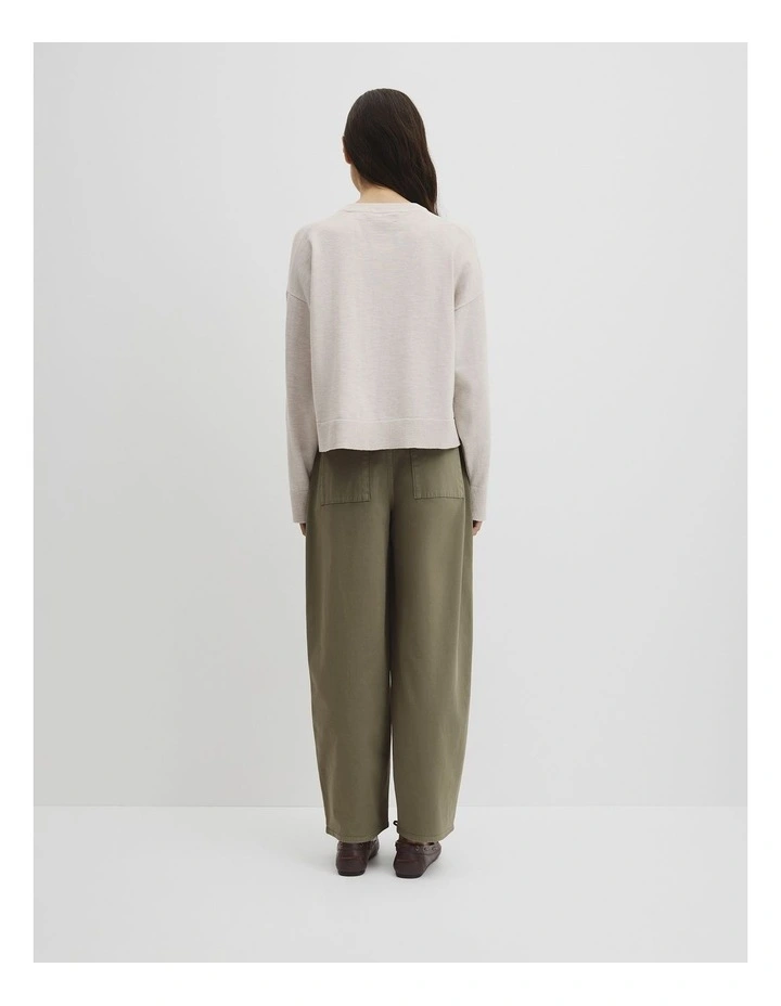 Cotton Linen Crew Neck Knit in Tahini image 5