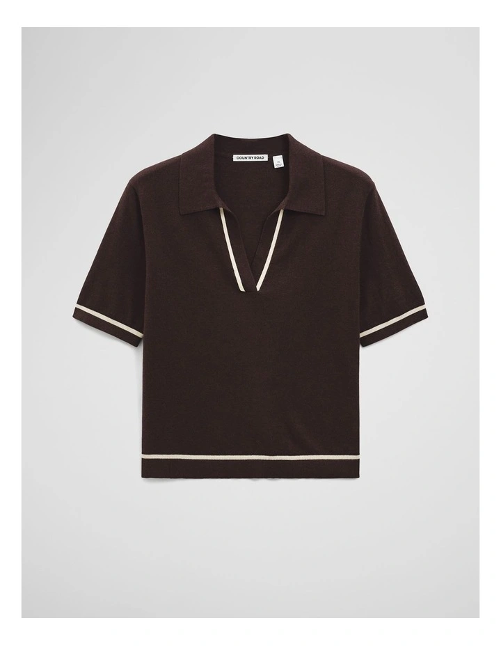Cashmere Blend Short Sleeve Knit in Cocoa Bean image 2
