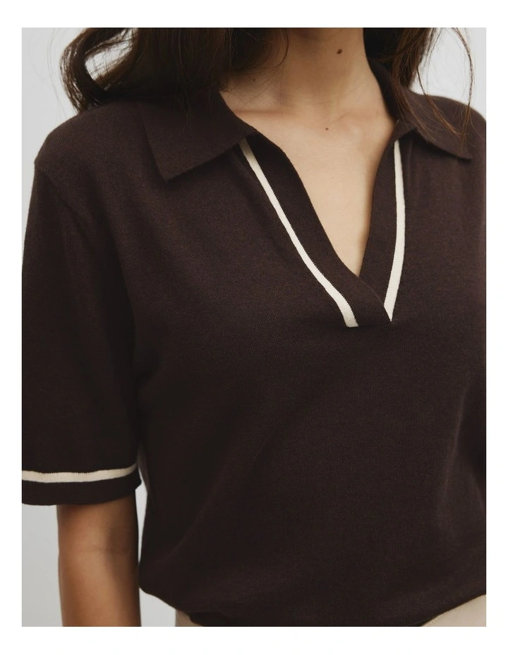Cashmere Blend Short Sleeve Knit in Cocoa Bean image 3
