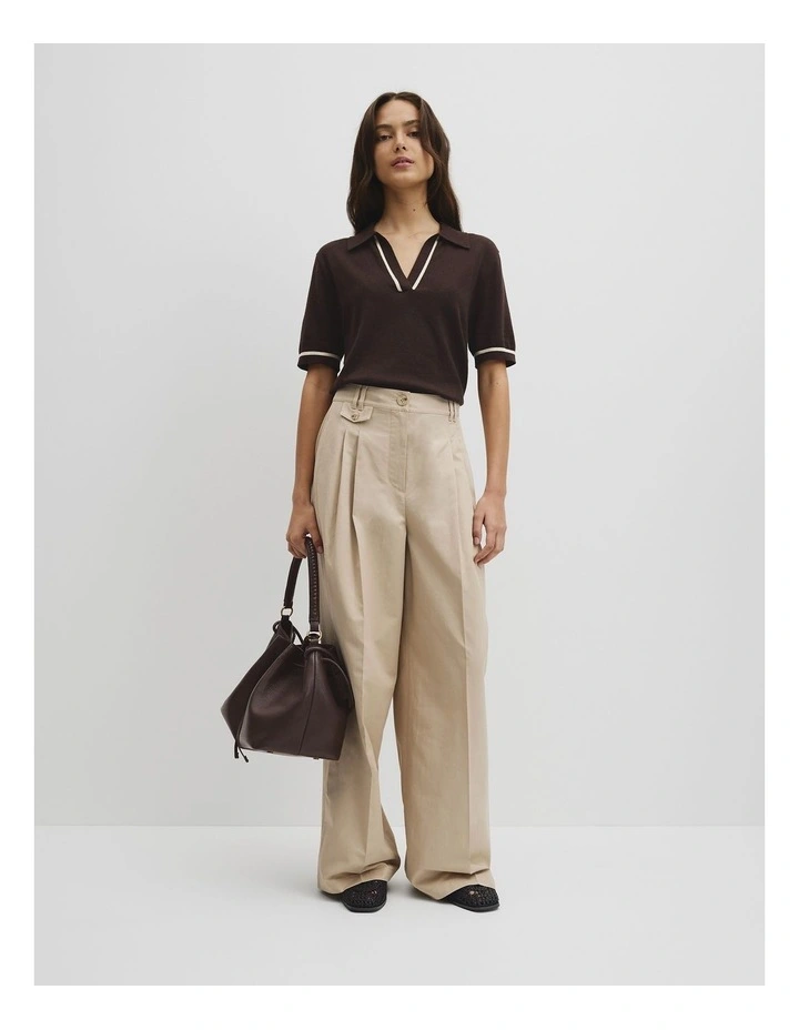 Cashmere Blend Short Sleeve Knit in Cocoa Bean image 4