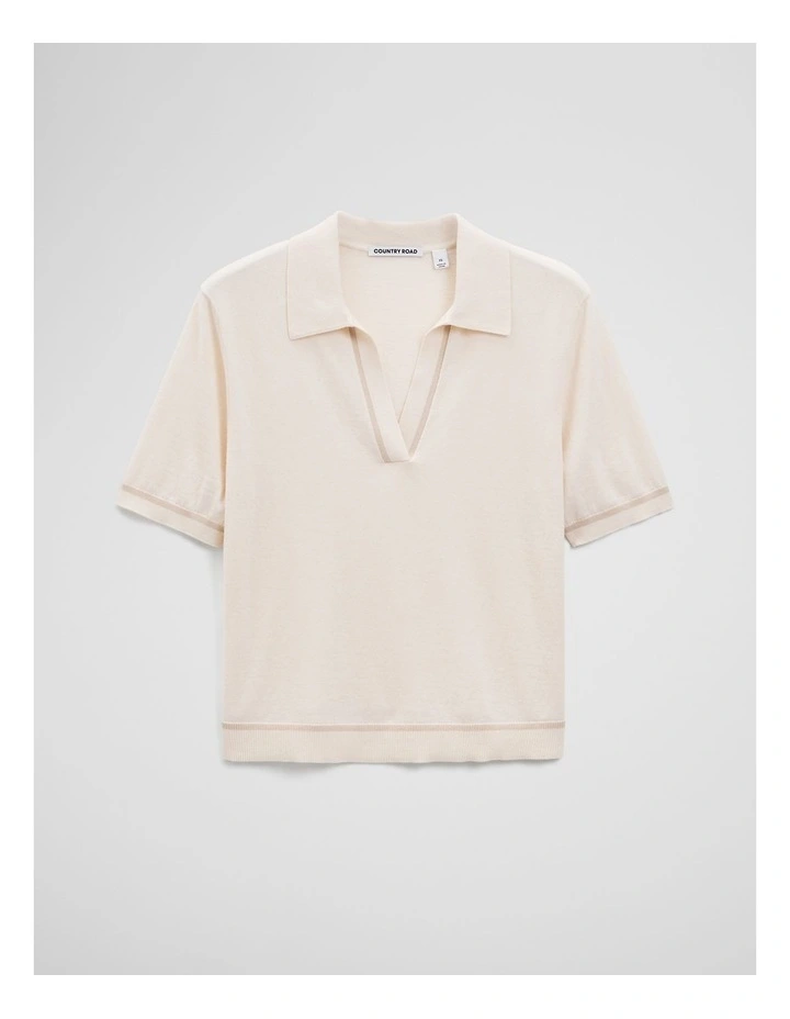 Cashmere Blend Short Sleeve Knit in Almond image 2