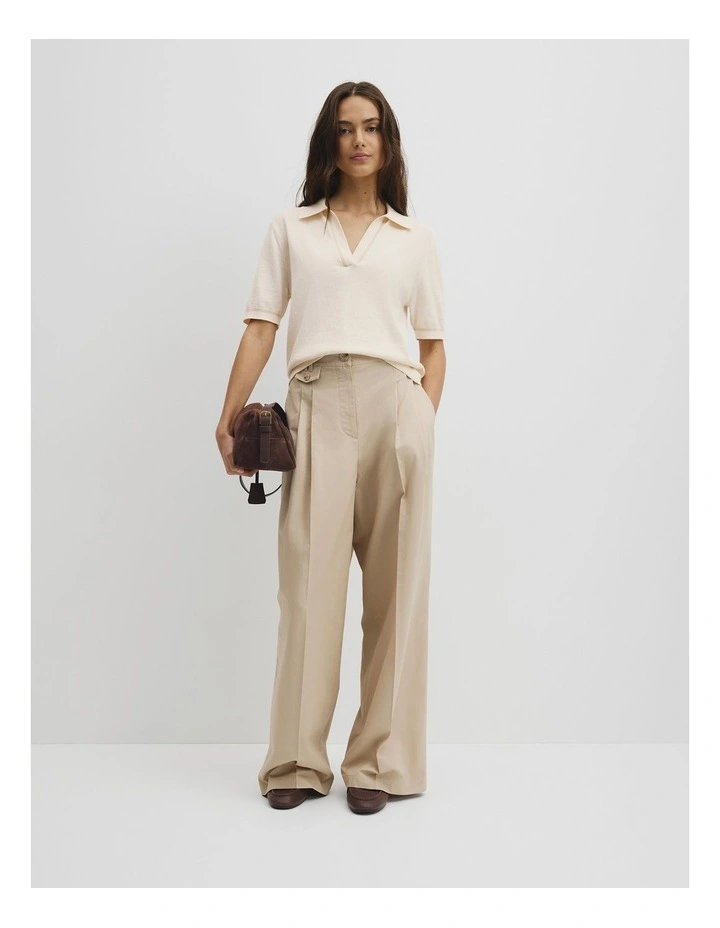 Cashmere Blend Short Sleeve Knit in Almond image 4
