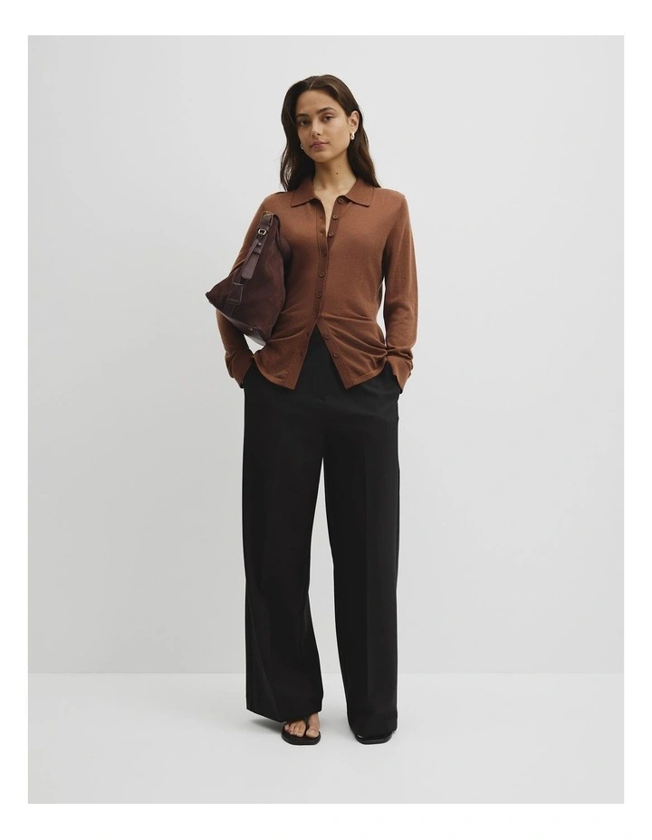 Long Sleeve Knit Shirt in Deep Chestnut image 4