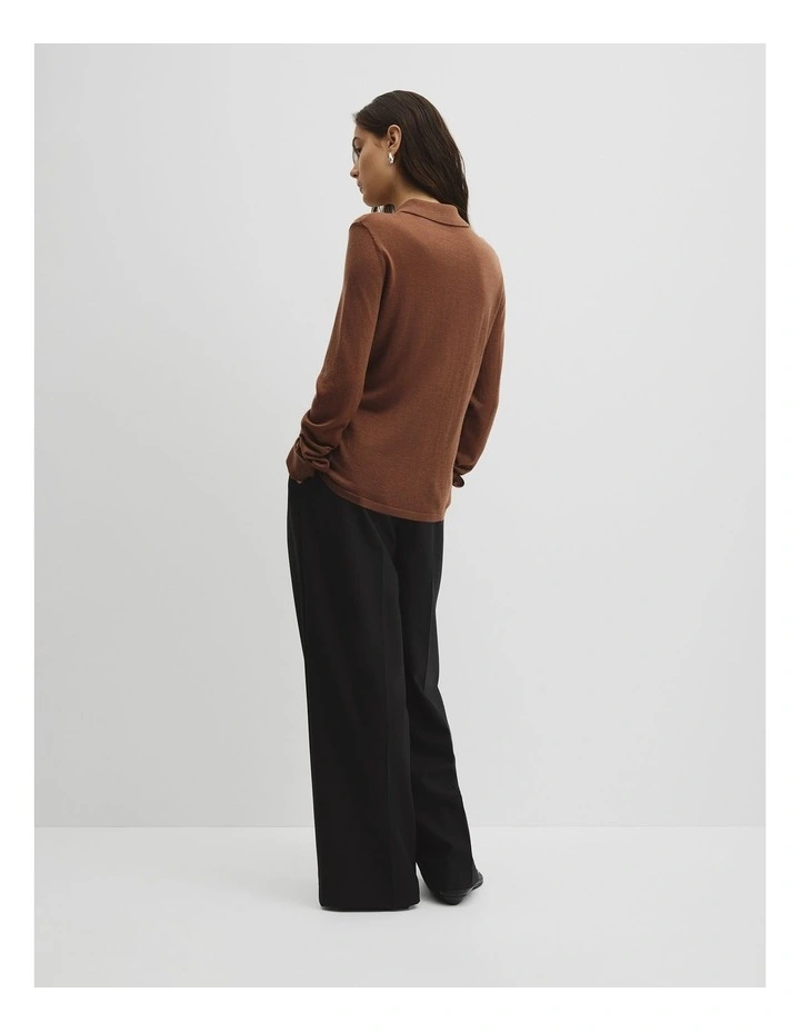 Long Sleeve Knit Shirt in Deep Chestnut image 5