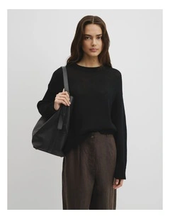 Organically Grown Cotton Tape Yarn Sweater in Black