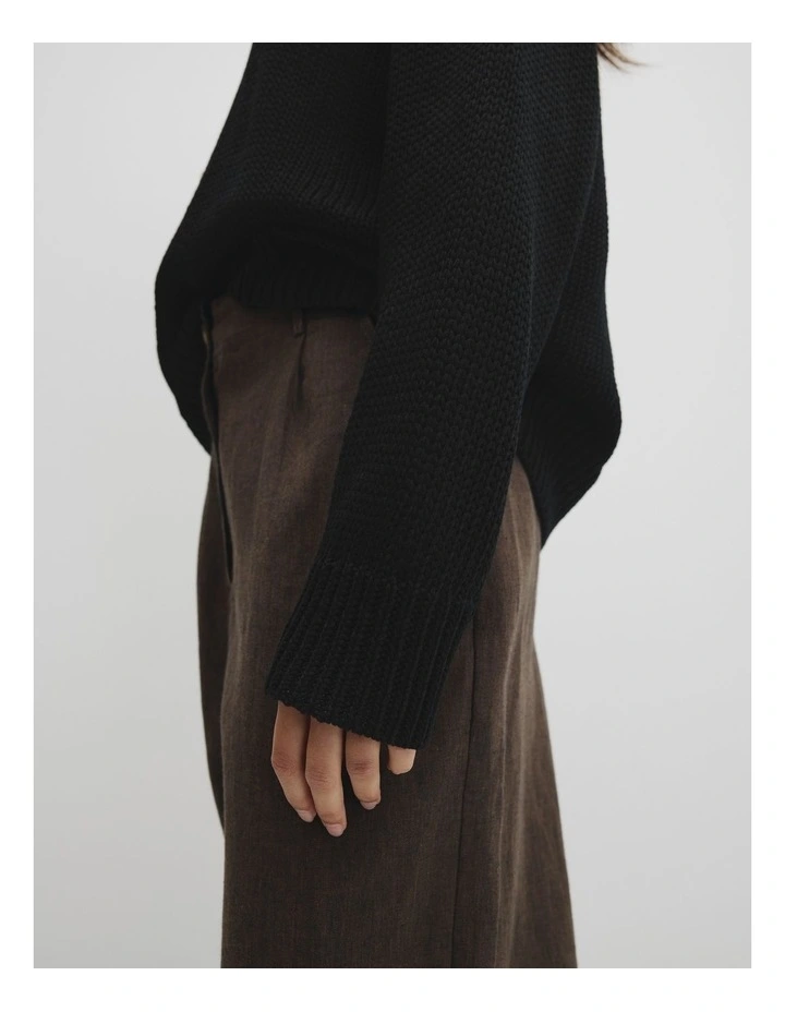 Organically Grown Cotton Tape Yarn Sweater in Black image 3