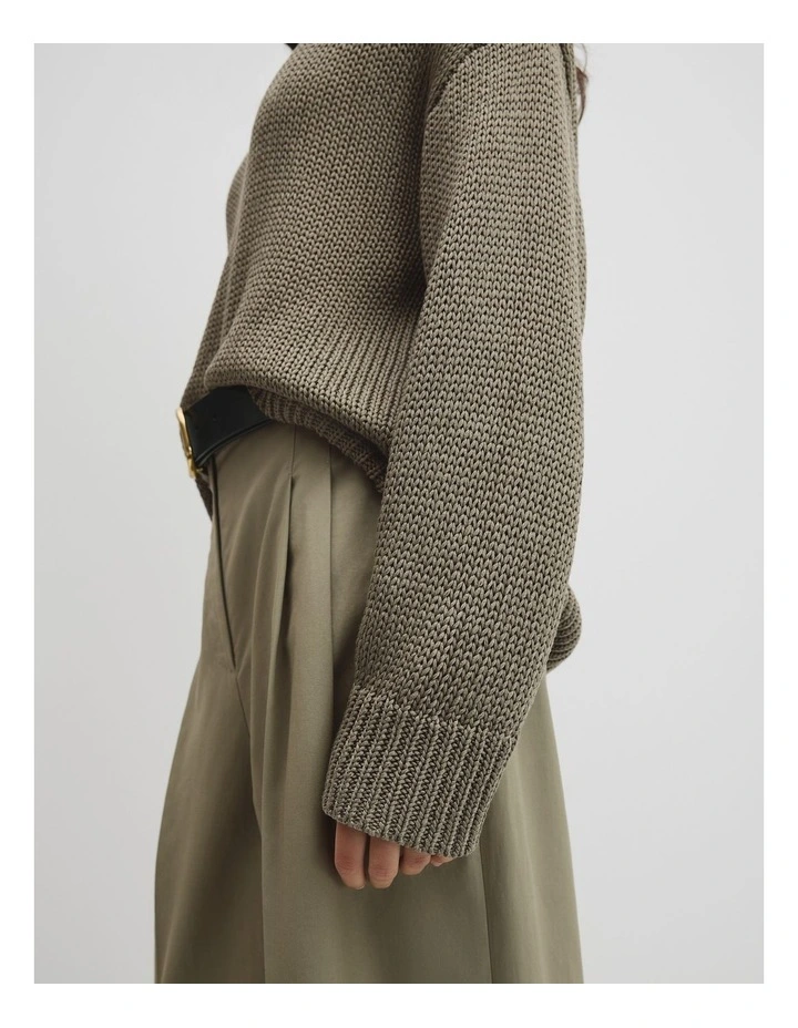 Organically Grown Cotton Tape Yarn Sweater in Thyme image 3