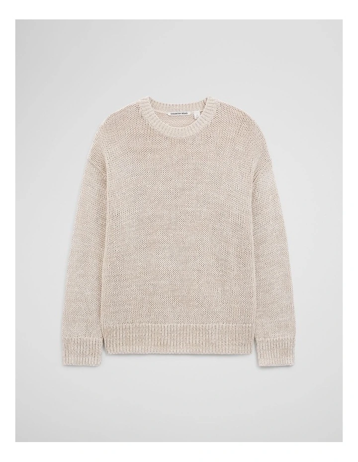 Organically Grown Cotton Tape Yarn Sweater in Snow Marle image 2