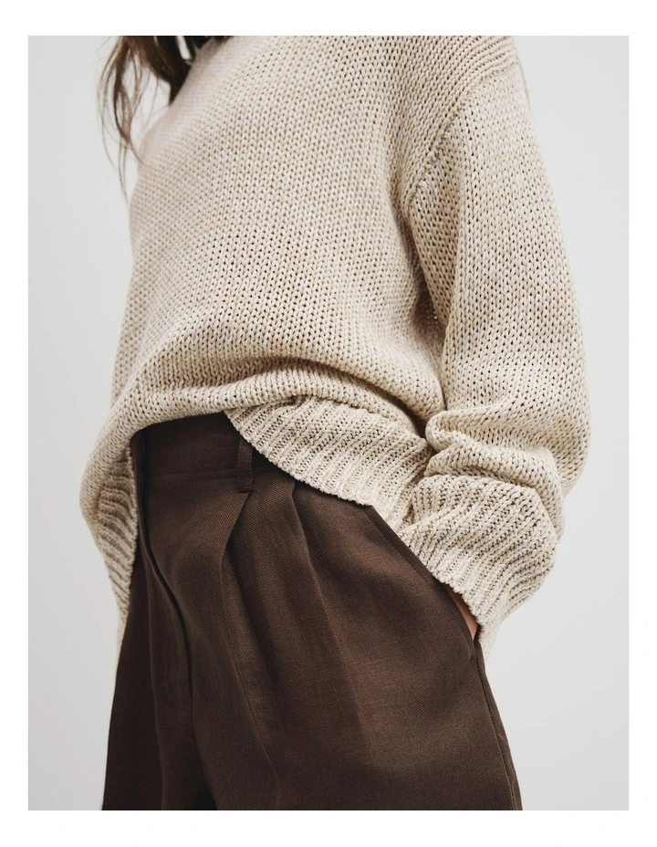 Organically Grown Cotton Tape Yarn Sweater in Snow Marle image 3