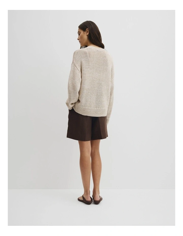 Organically Grown Cotton Tape Yarn Sweater in Snow Marle image 5