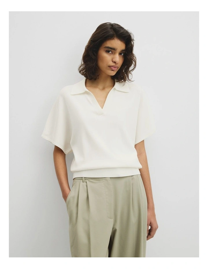 Compact Knit Polo in Antique White image 1