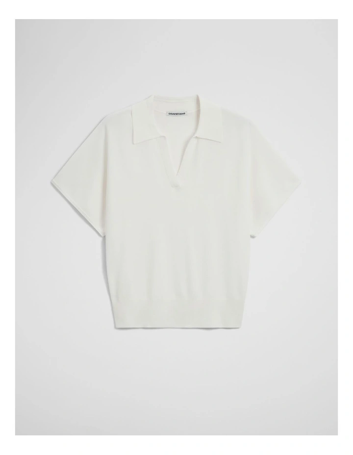 Compact Knit Polo in Antique White image 2