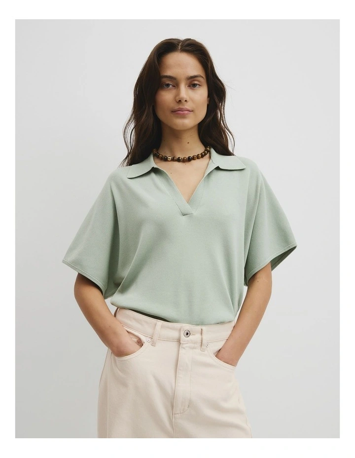 Compact Knit Polo in Sage Mist image 1
