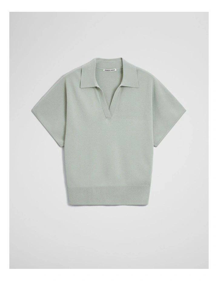 Compact Knit Polo in Sage Mist image 2