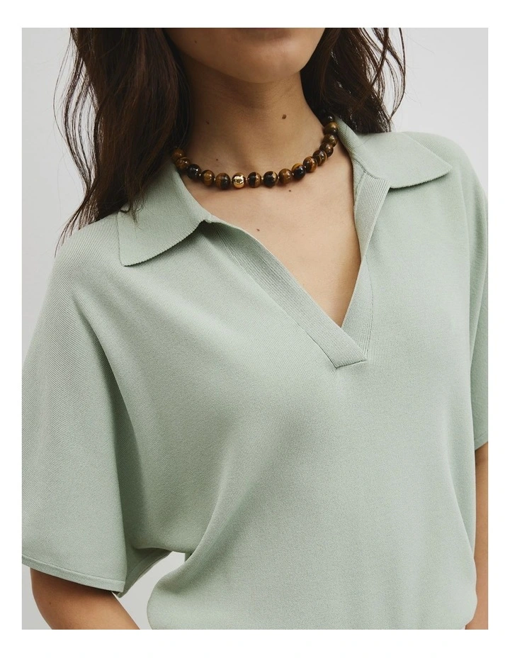 Compact Knit Polo in Sage Mist image 3