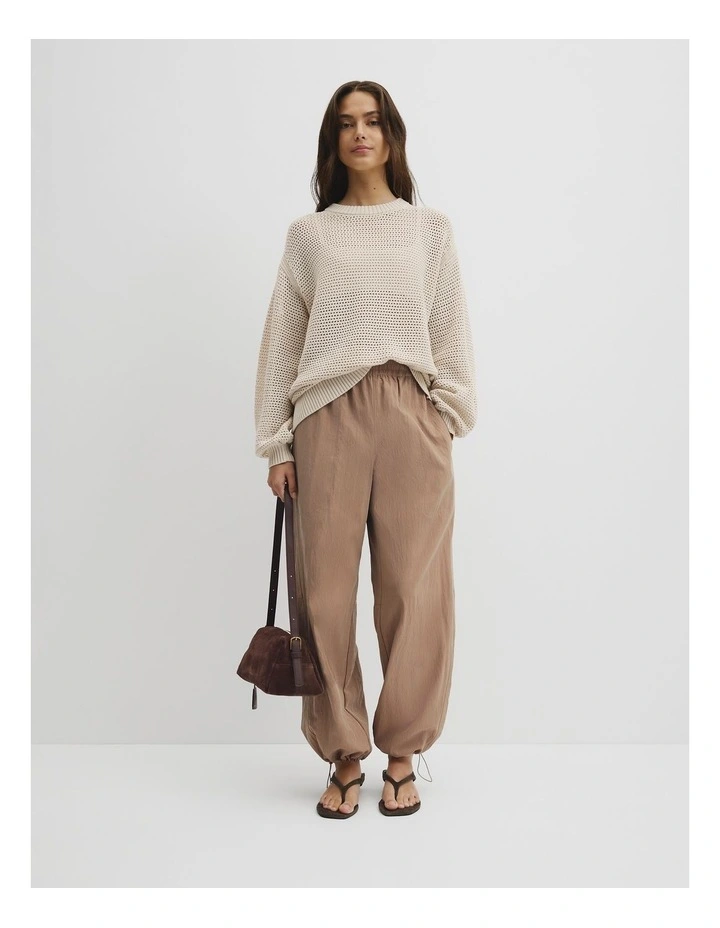Longsleeve Relaxed Crochet Knit in Almond image 4