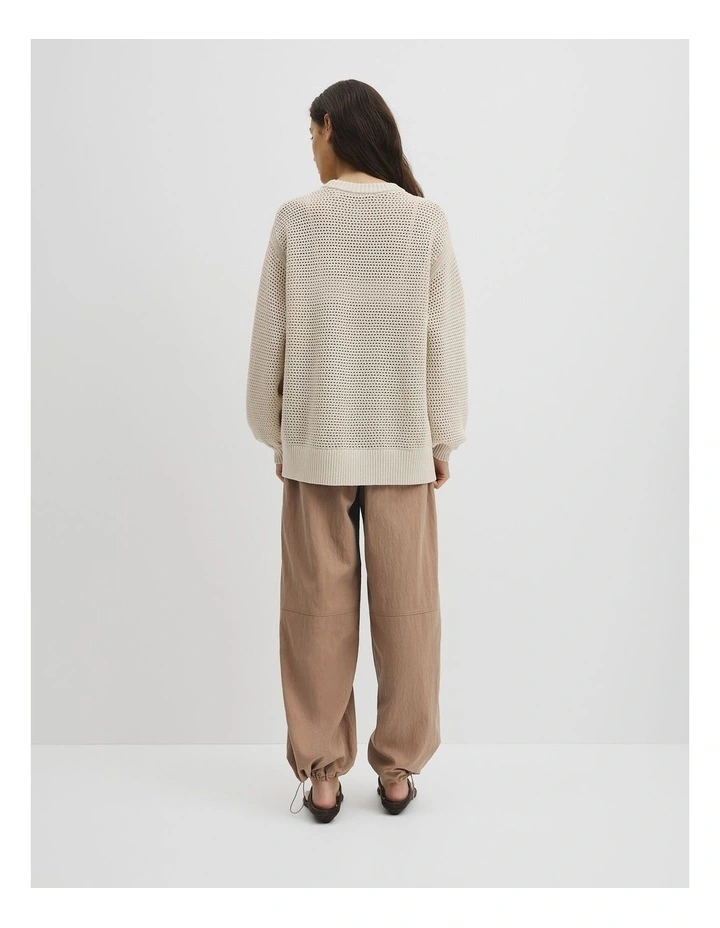 Longsleeve Relaxed Crochet Knit in Almond image 5