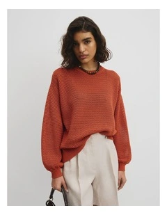 Longsleeve Relaxed Crochet Knit in Sienna