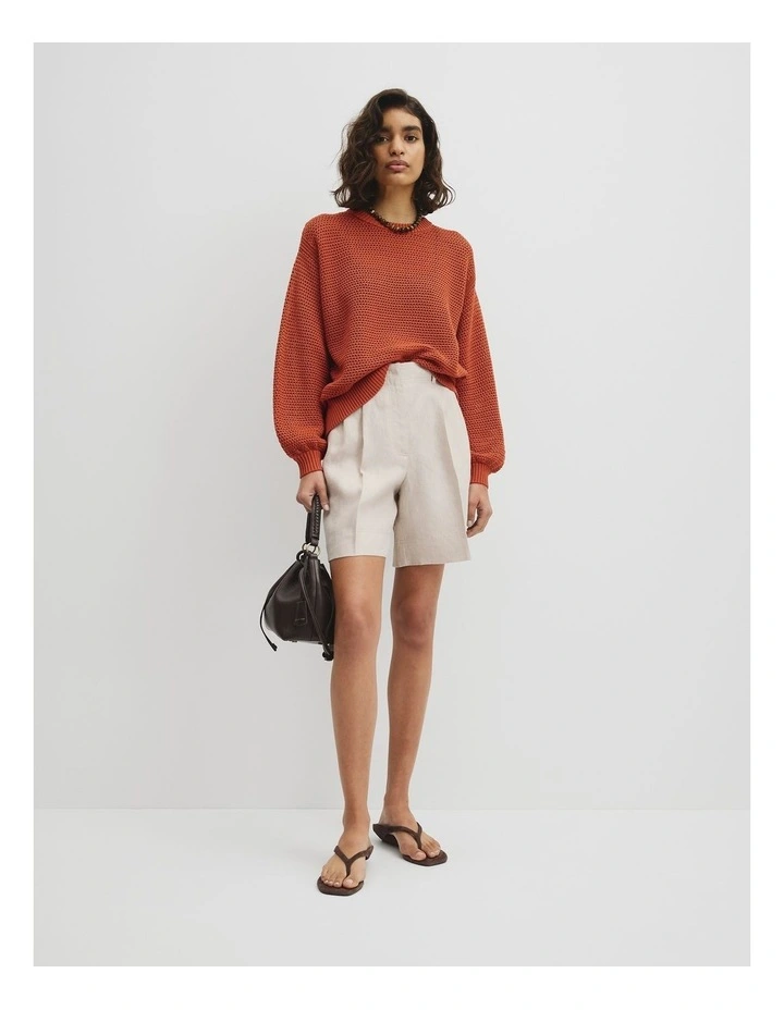 Longsleeve Relaxed Crochet Knit in Sienna image 4