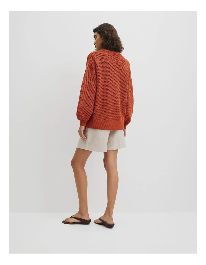 Longsleeve Relaxed Crochet Knit in Sienna image 5