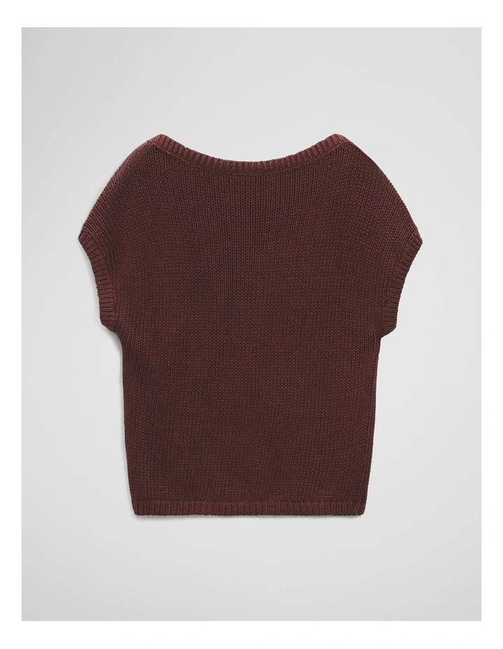 Organically Grown Cotton Asymmetric Tape Knit T-shirt in Ember image 2