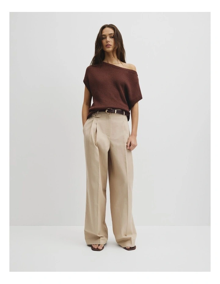 Organically Grown Cotton Asymmetric Tape Knit T-shirt in Ember image 4