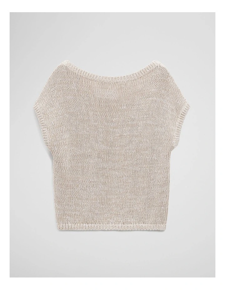 Organically Grown Cotton Asymmetric Tape Knit T-shirt in Snow Marle image 2