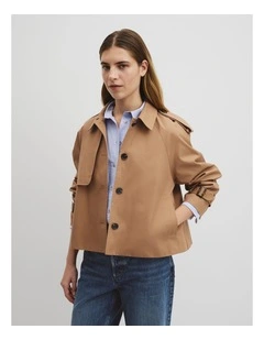 Crop Swing Trench Jacket in Light Cognac