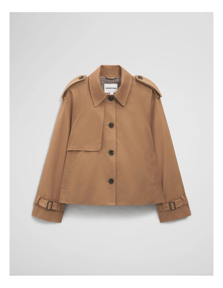 Crop Swing Trench Jacket in Light Cognac image 2