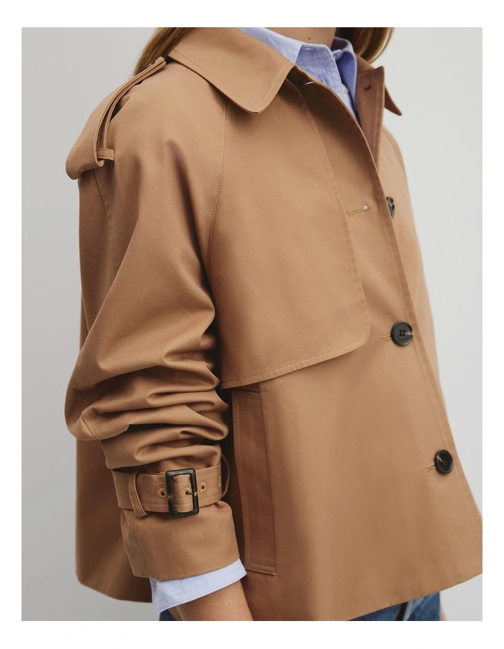 Crop Swing Trench Jacket in Light Cognac image 3