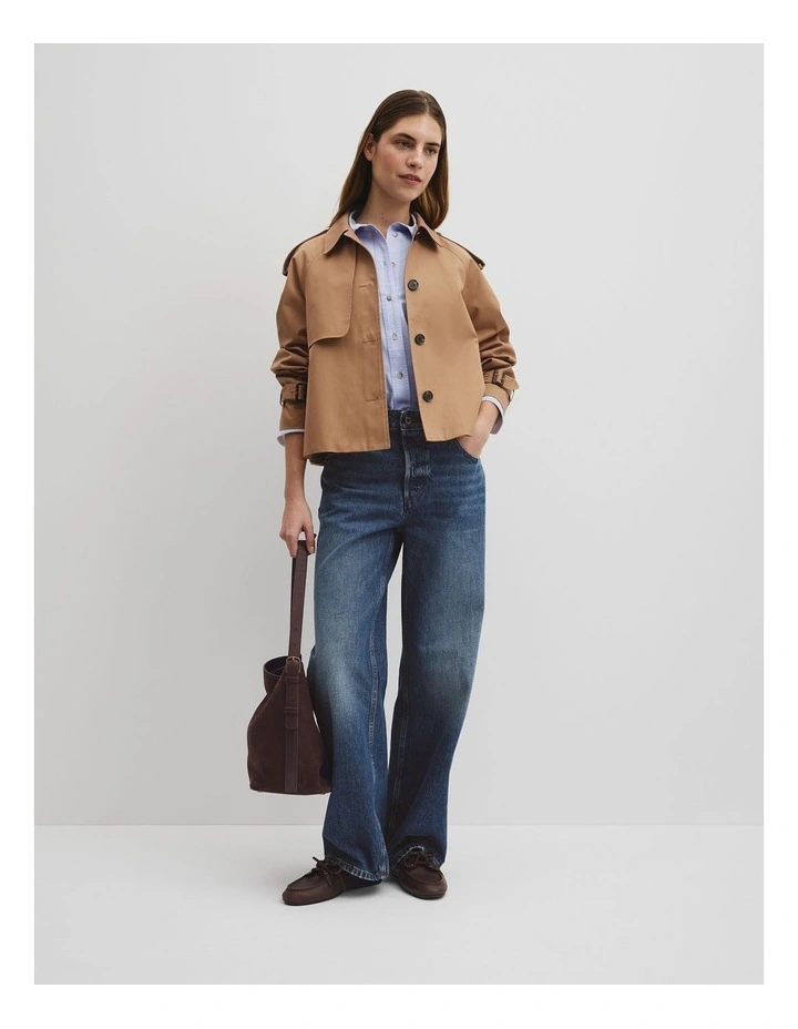 Crop Swing Trench Jacket in Light Cognac image 4