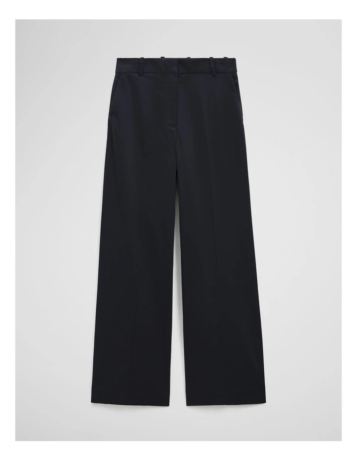Cotton Sateen Wide Pant in Navy image 2