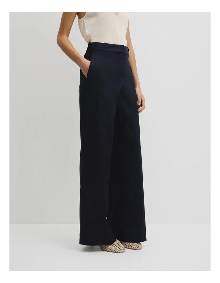 Cotton Sateen Wide Pant in Navy image 4