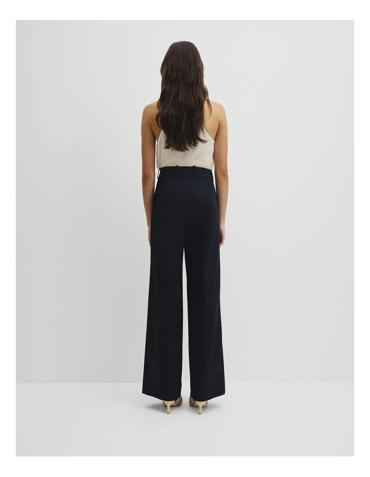 Cotton Sateen Wide Pant in Navy image 5