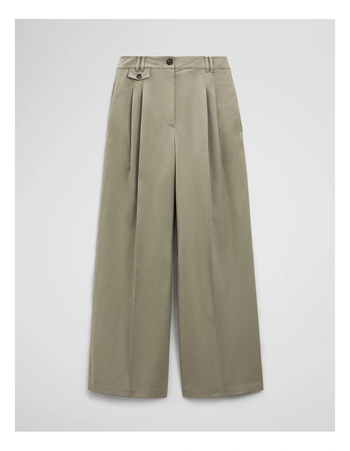 Cotton Blend Pleat Front Pant in Thyme image 2