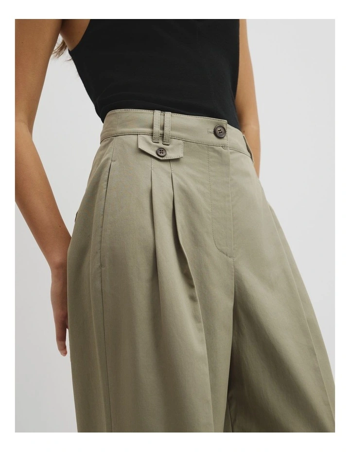 Cotton Blend Pleat Front Pant in Thyme image 3
