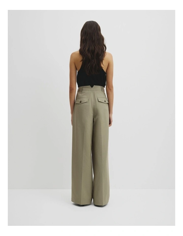 Cotton Blend Pleat Front Pant in Thyme image 5