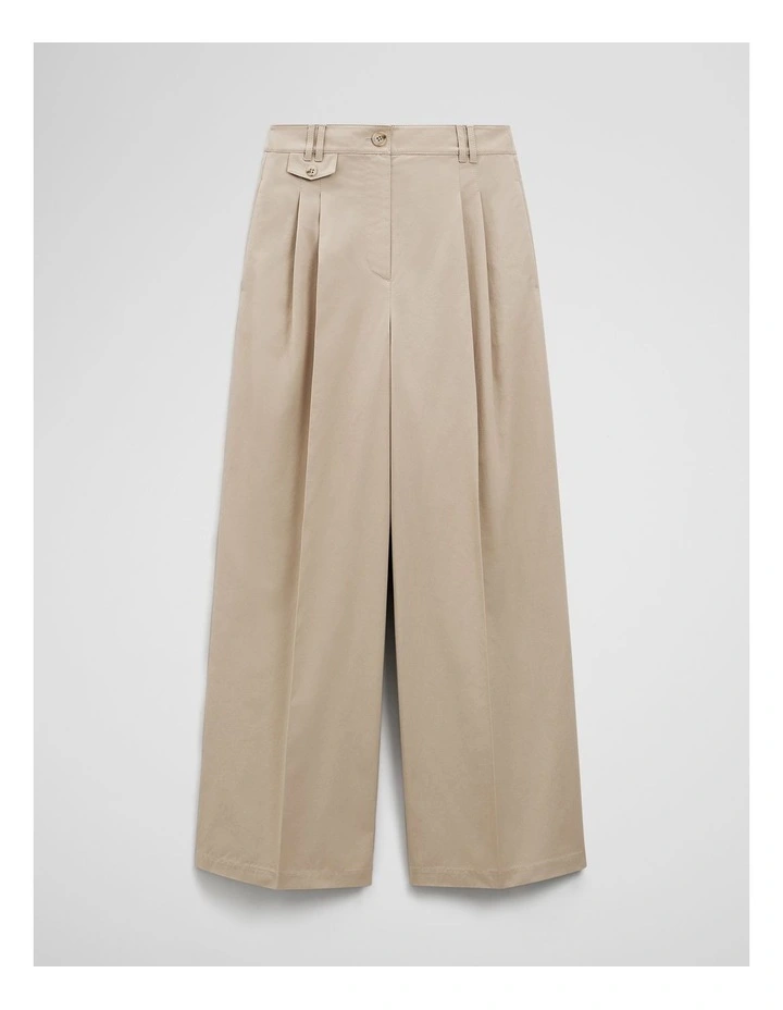 Cotton Blend Pleat Front Pant in Soft Clay image 2