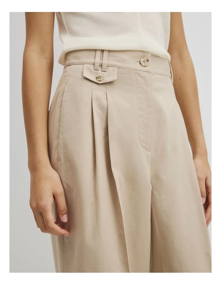 Cotton Blend Pleat Front Pant in Soft Clay image 3