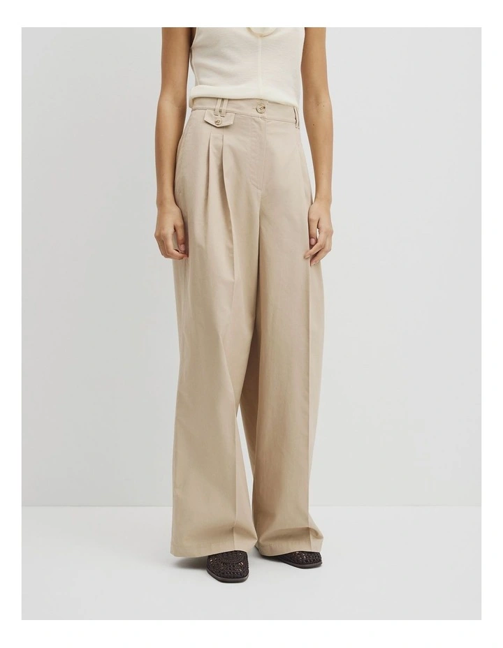 Cotton Blend Pleat Front Pant in Soft Clay image 4