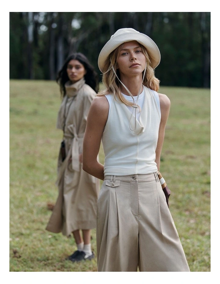 Cotton Blend Pleat Front Pant in Soft Clay image 6